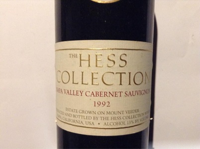 Hess collection Napa Valley Cab Cab 1992